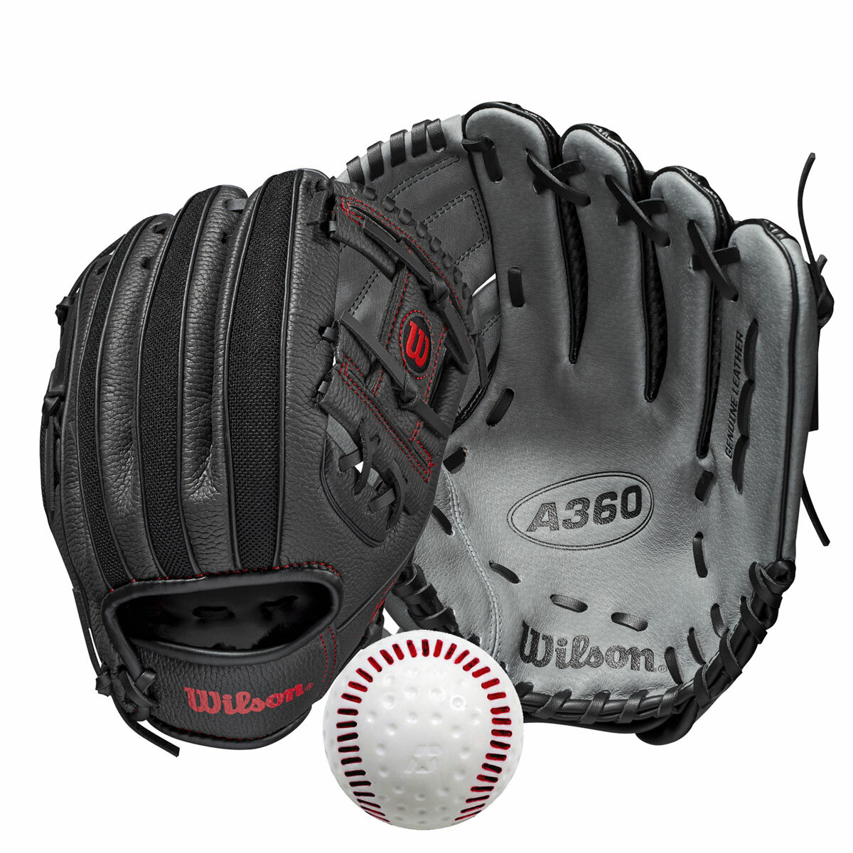 Studio image of the gloves and baseball