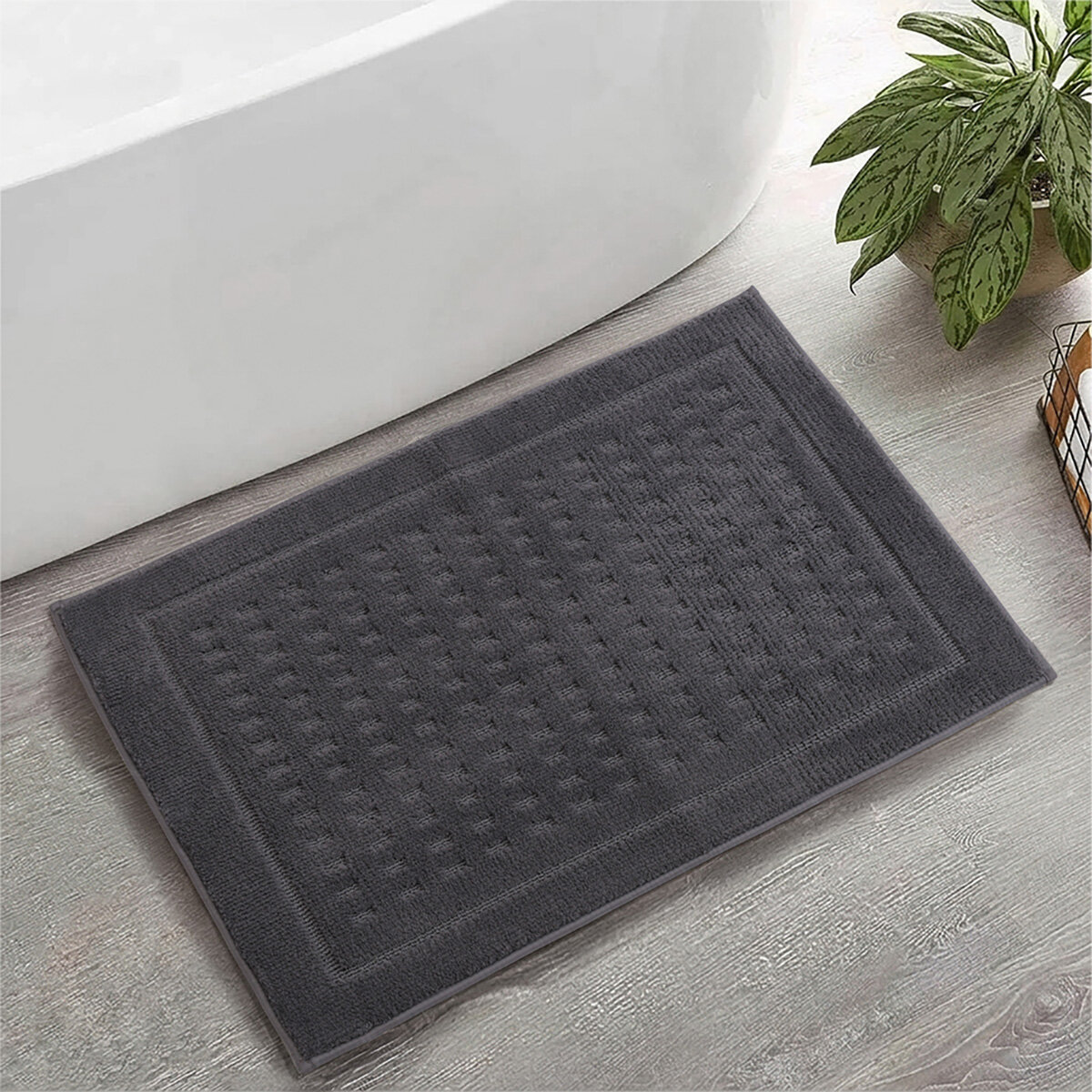Whitley Willows Bath Mat in Grey, 91 x 60 cm