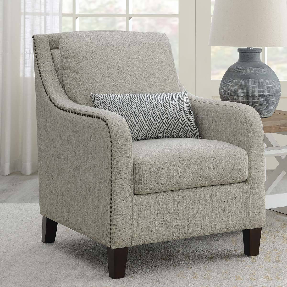 True Innovations Sydney Grey Fabric Accent Chair With Accent Pillow Costco UK