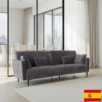MOONAP Monroe Dark Grey Fabric 4 Seater Sofa