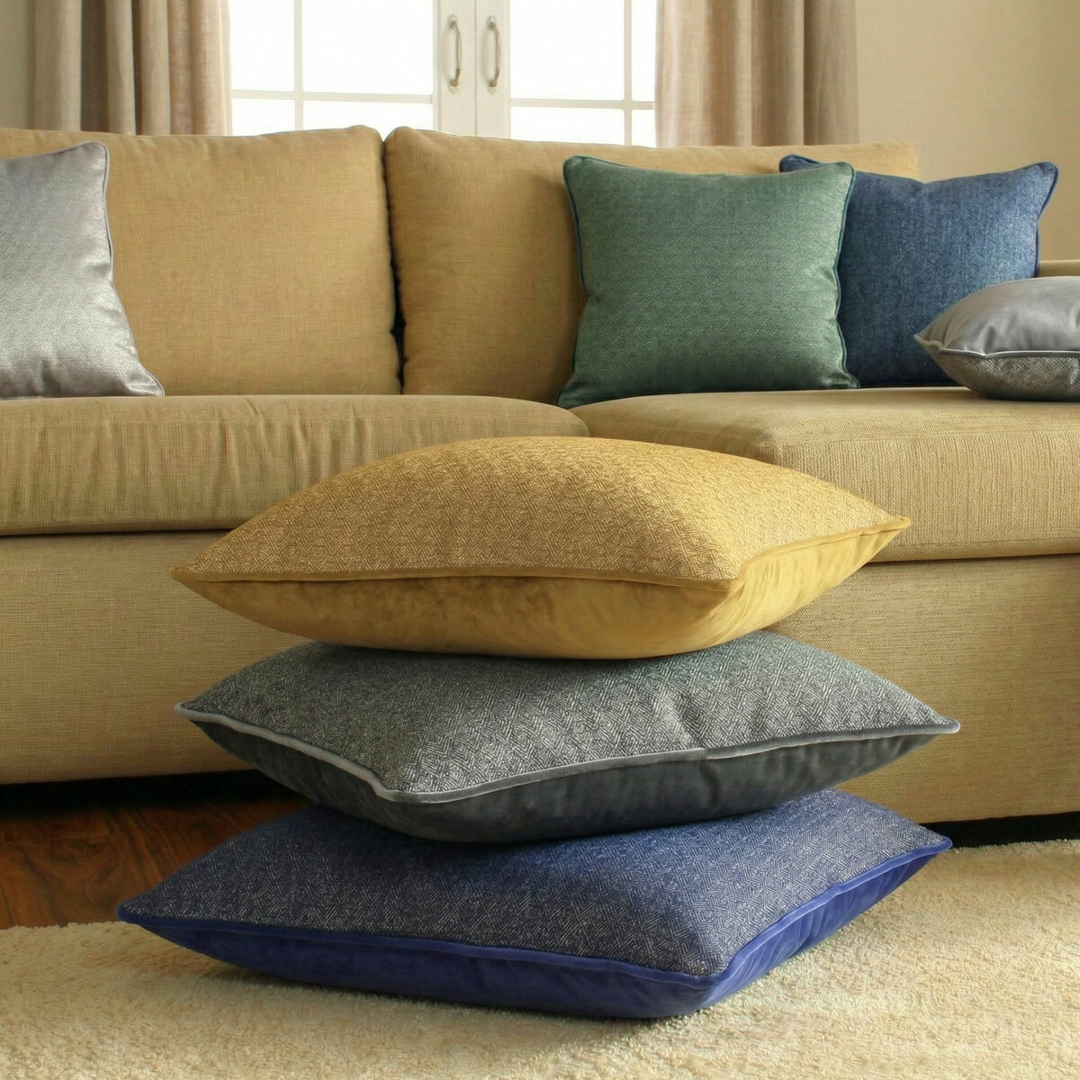 Paoletti Blenheim Geometric Feather Fill Cushion in 3 Colours, 45 x 45 cm