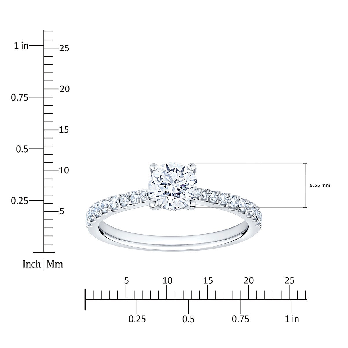 1.00ctw Round Brilliant Cut Diamond Ring, Platinum