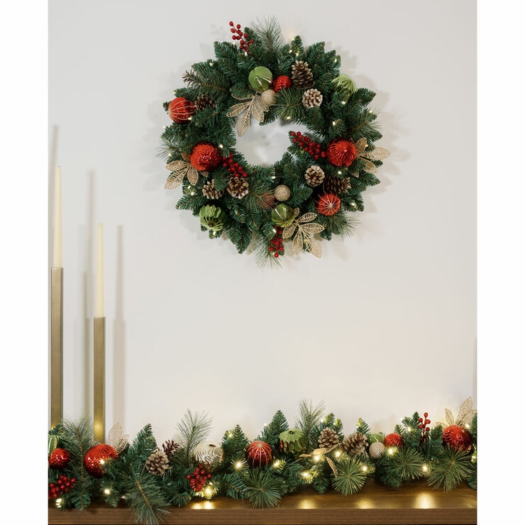 9 ft Pre-lit Christmas Artificial Garland With Twinkling LED Lights