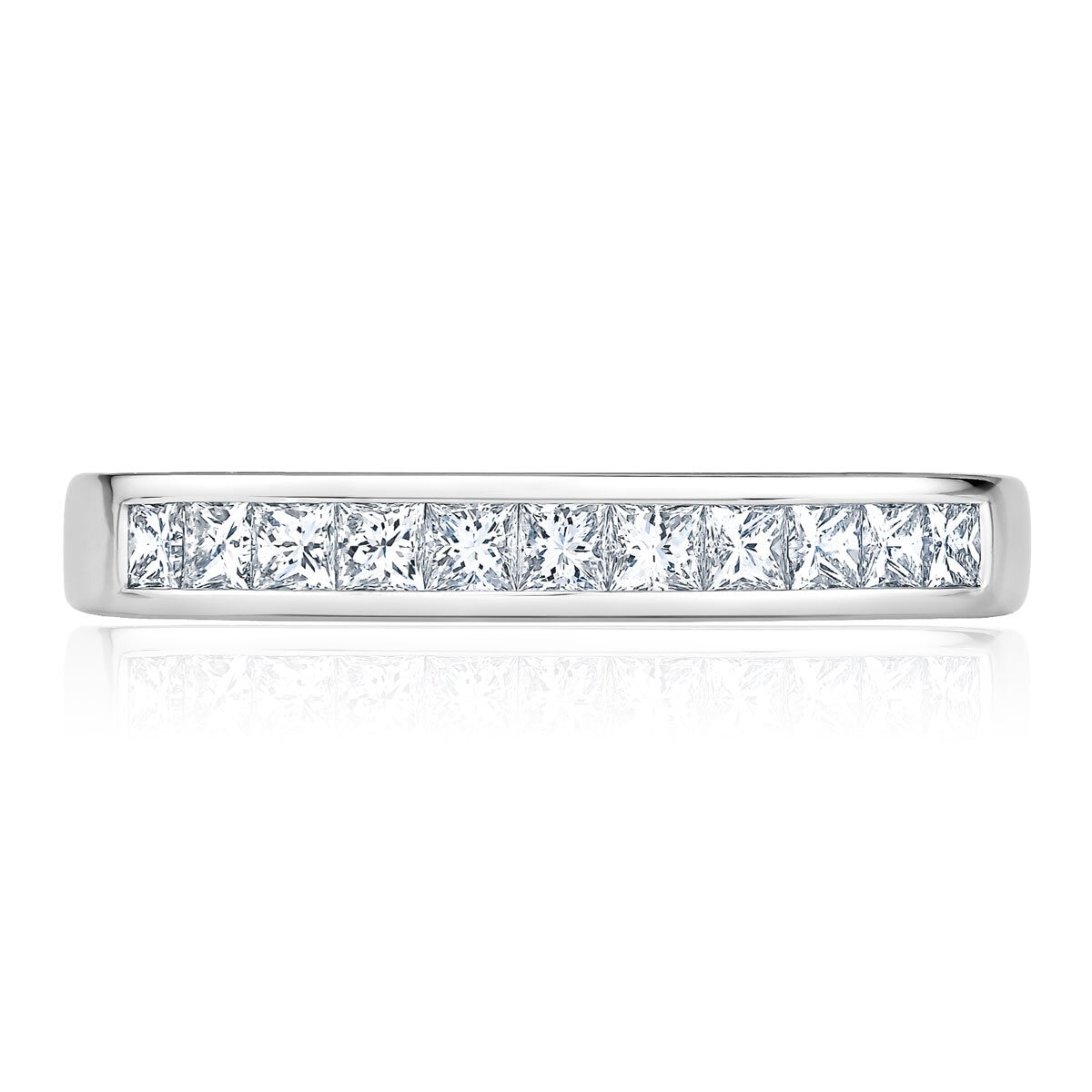 0.50ctw Princess Cut Diamond Half Eternity Ring, 18ct White Gold