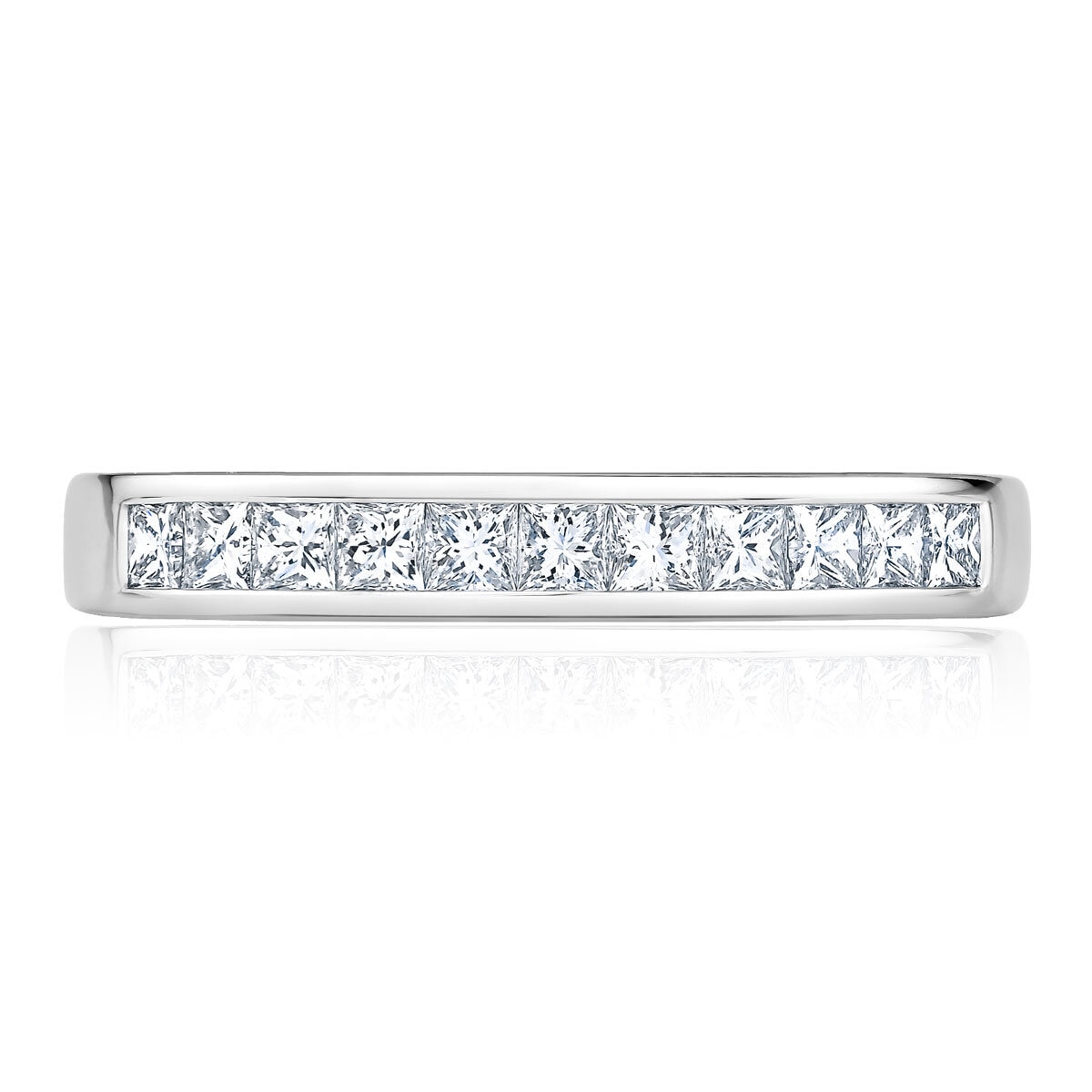 0.50ctw Princess Cut Diamond Half Eternity Ring, 18ct White Gold