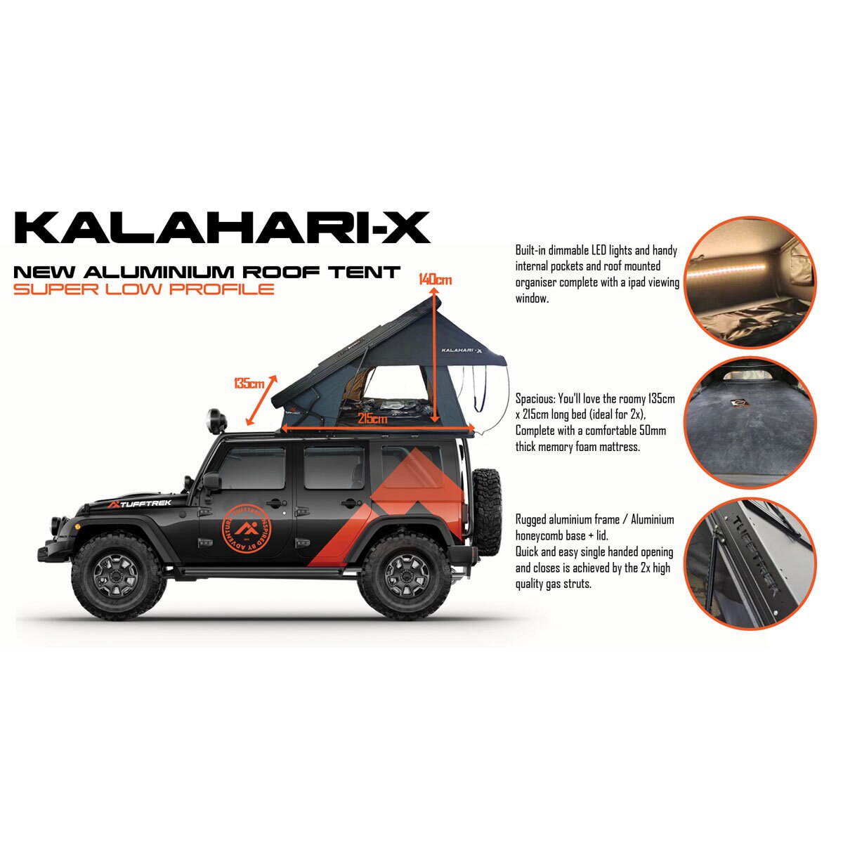 Tuff-Trek Kalahari-X Roof Tent, Black/Grey