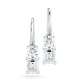 1.80ctw Round Brilliant and Emerald Cut Diamond Earrings, 18ct White Gold