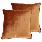 Paoletti Luxe Rust Velvet Feather Fill Cushion 2 Pack, 55 x 55 cm