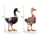 Metal Mallard Duck Statues, Set of 2