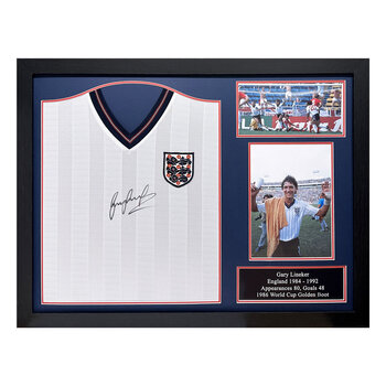 Gary Lineker Signed Framed England Football Shirt