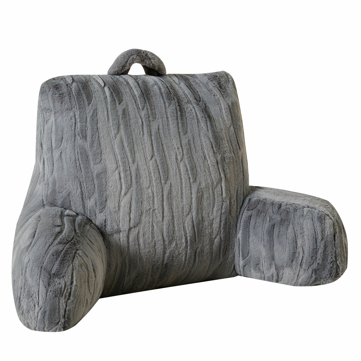 Parma Embossed Grey Faux Fur Bedrest Pillow