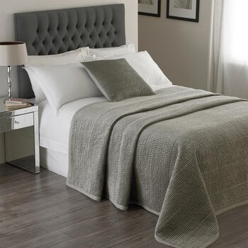 Brooklands Silver Quilted Bedspread in 2 Sizes