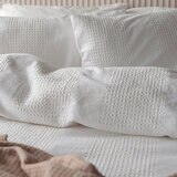 Belledorm Waffle Stripe Duvet Set in 4 sizes, Vanilla