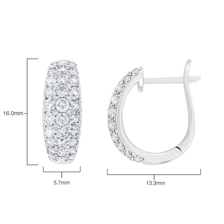 1.30ctw Round Brilliant Cut Diamond Hoop Earrings, 18ct White Gold 1.30ctw Round Brilliant Cut Diamond Hoop Earrings, 18ct White Gold