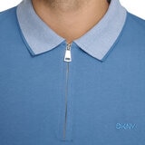 DKNY Men's Zip Collar Polo in Blue