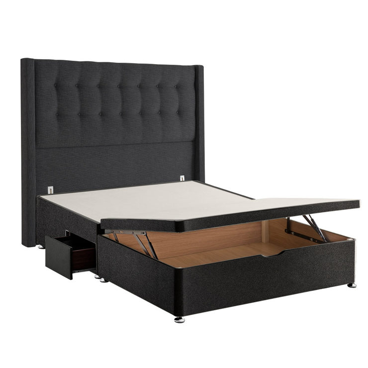 Silentnight Ottoman Divan Base with Bloomsbury Headboard in Ebony, Double Silentnight Ottoman Divan Base with Bloomsbury Headboard in Ebony, Double