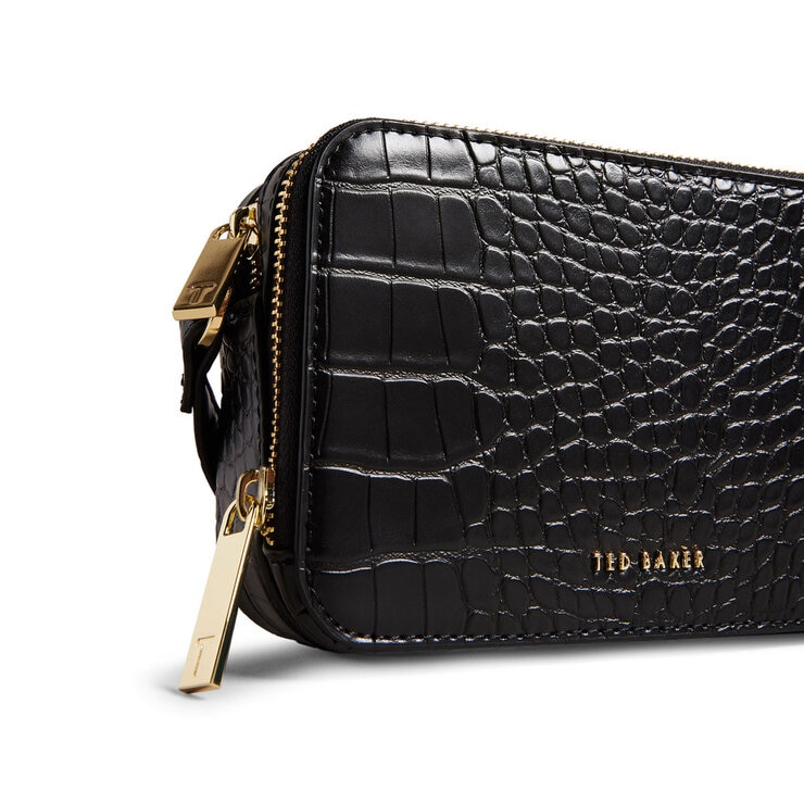 Ted Baker Stina Croc Mini Camera Bag in Black