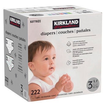 Kirkland Signature Diapers, Size 3, 222 Pack