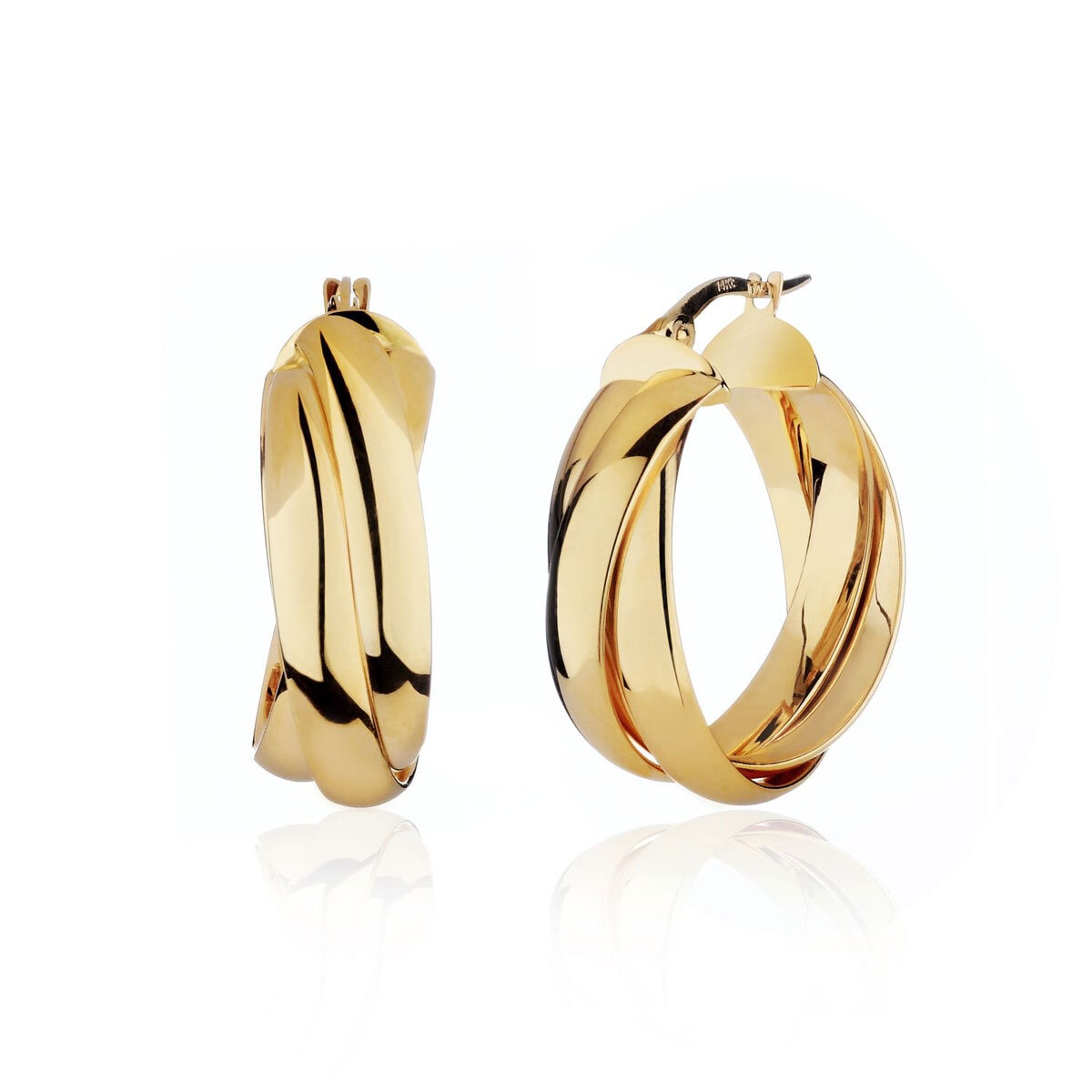 14ct Yellow Gold Double Twist Hoop Earrings