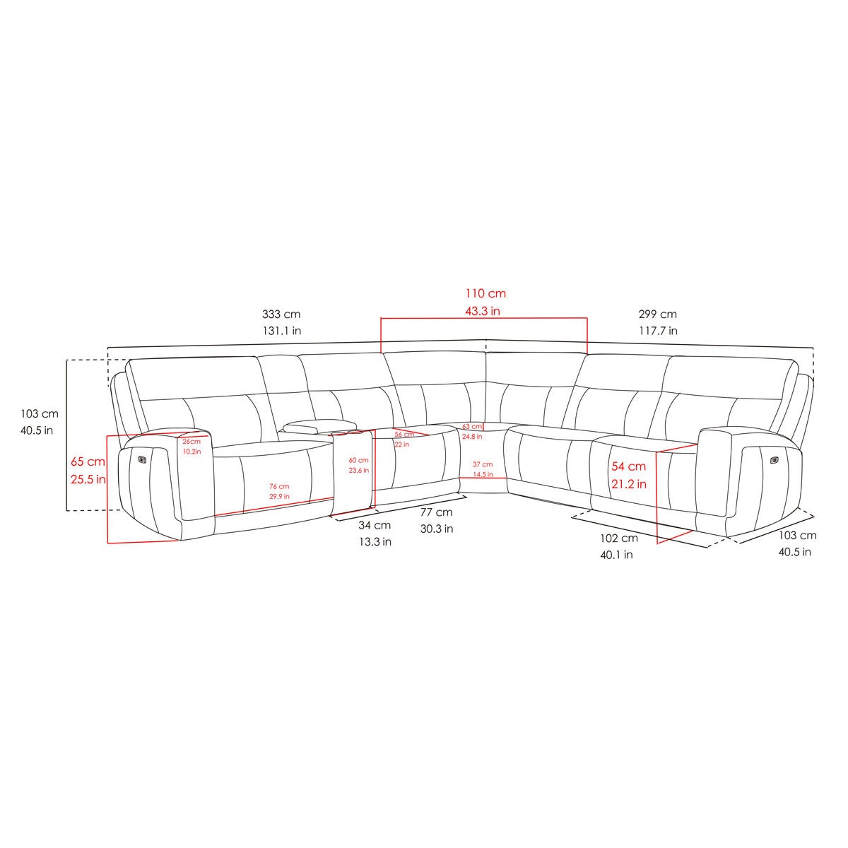 Gilman Creek Lauretta Leather Power Reclining Sectional Sofa with Power Headrests