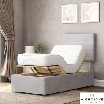 Highgrove Fenton Grey Fabric Electric Adjustable Bed Base With Medium Memory Foam Mattress