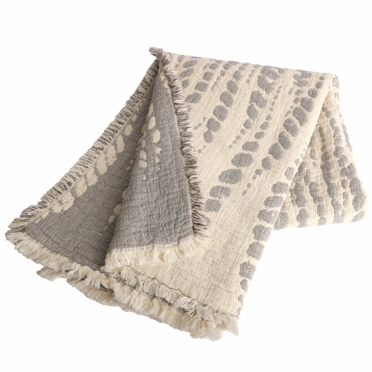 Life Comfort Reversible 100% Cotton Gauze Throw in Grey, 127 x 162 cm