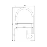 Line drawing of tap with dimensions