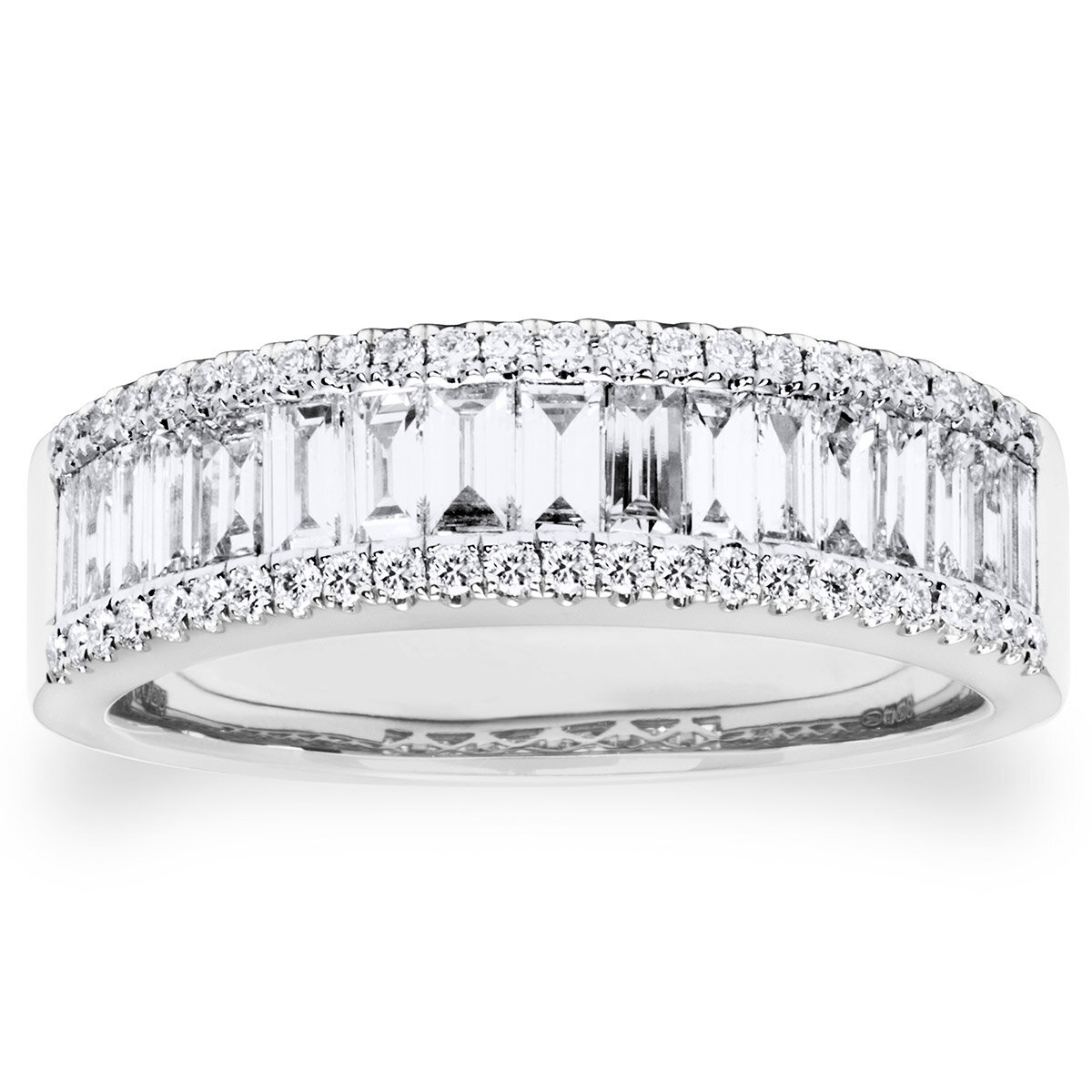 1.00ctw Baguette & Round Brilliant Cut Diamond Ring, 18ct White Gold