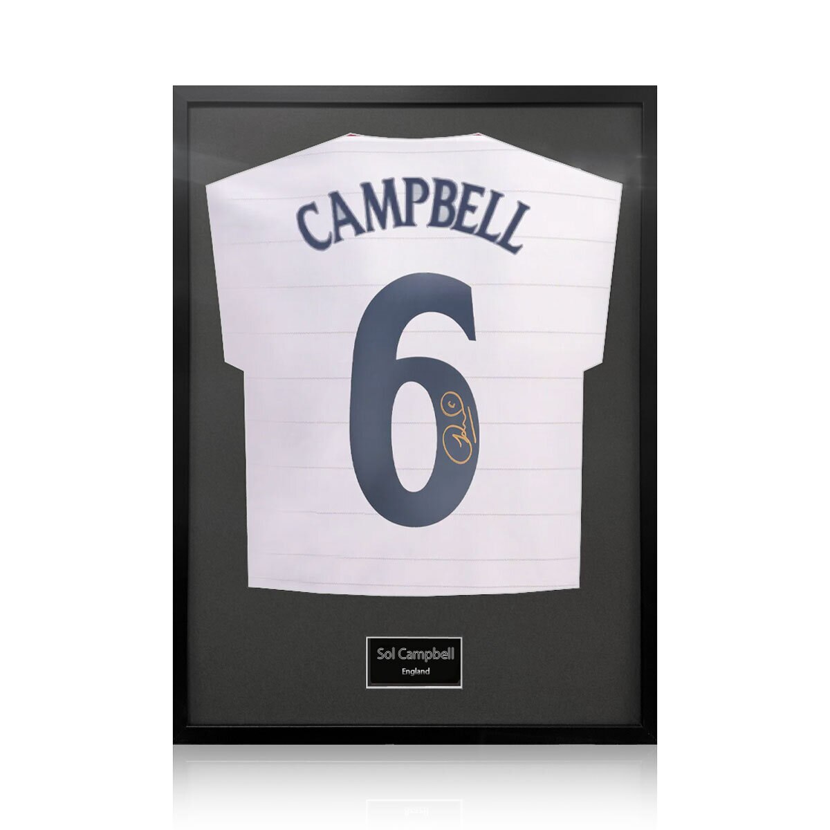 Sol Campbell Signed Framed England Football Shirt with Black Mount