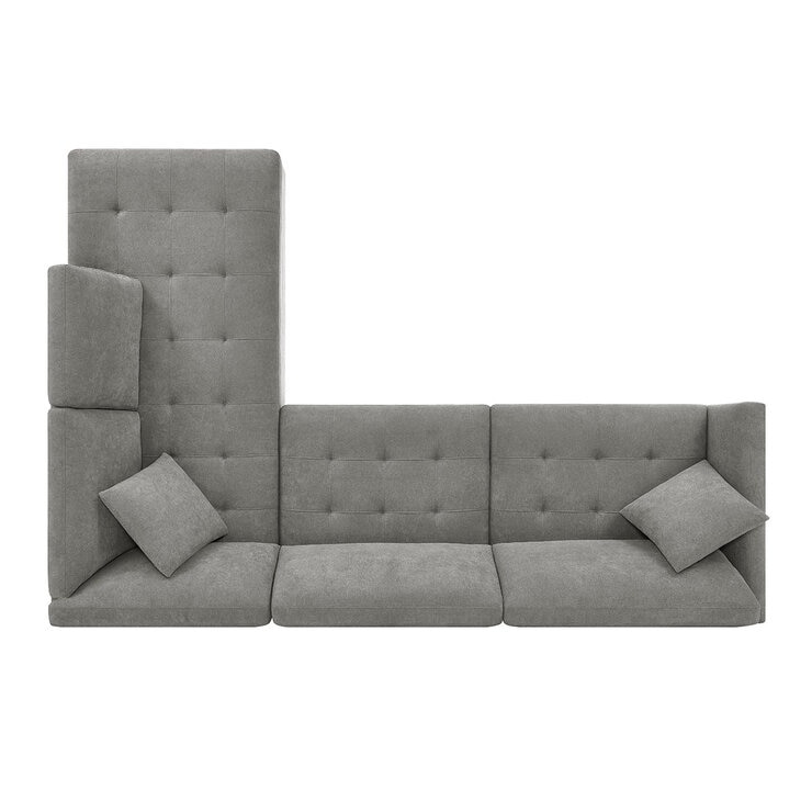 Thomasville Miles Grey Fabric Corner Sofa with Power Footrests