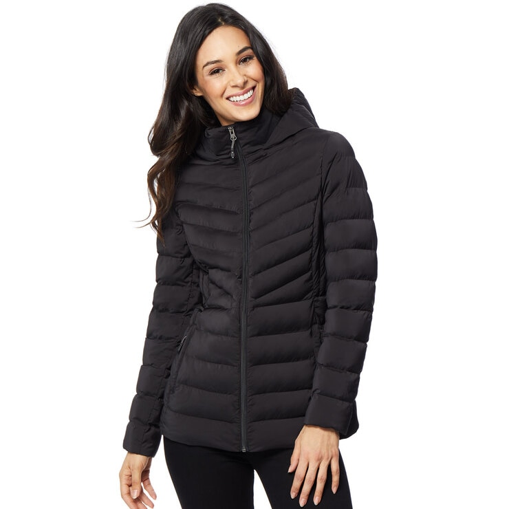 32 Degrees Women's Quilted Jacket with Hood in Black, Medium Costco UK