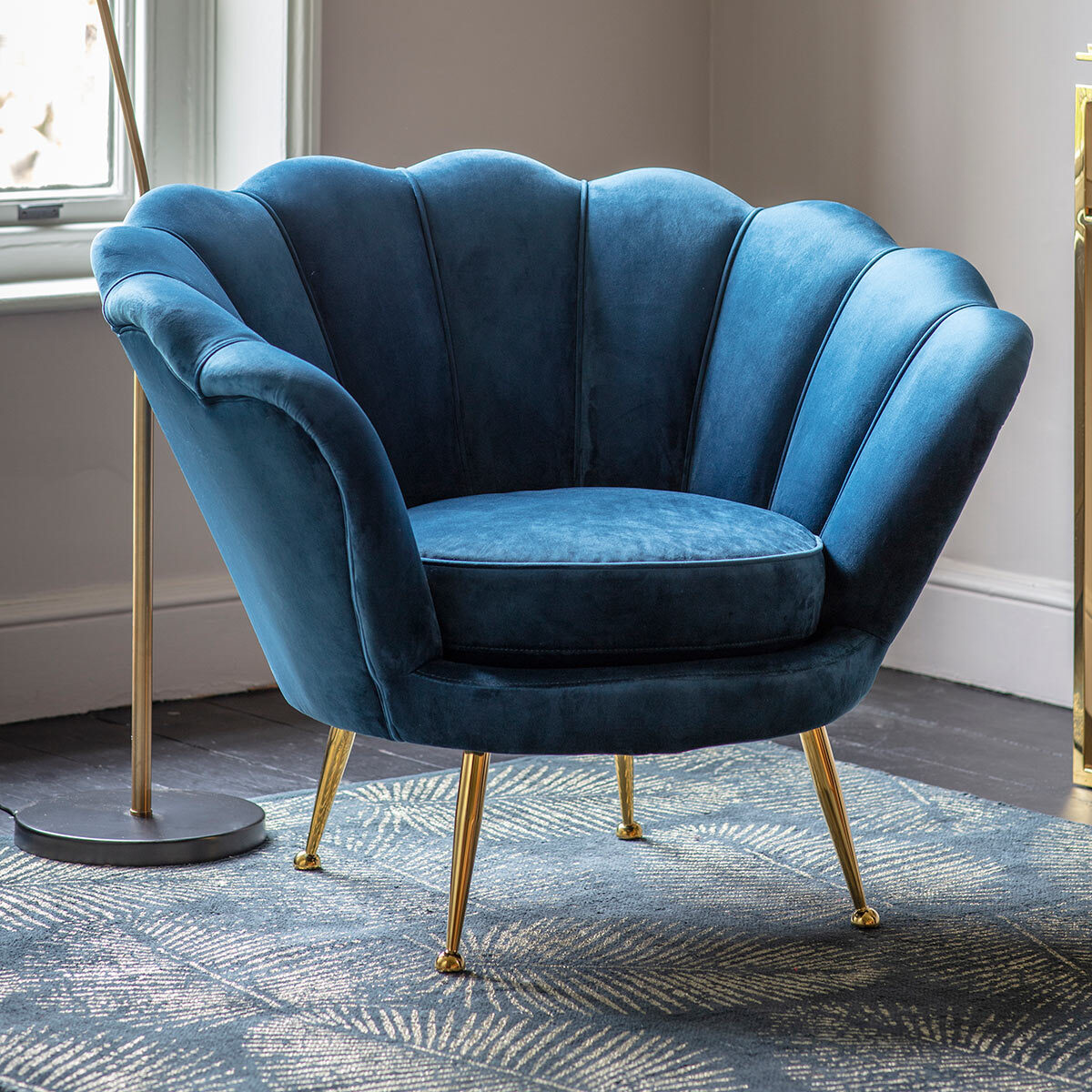 Genoa Inky Blue Velvet Armchair