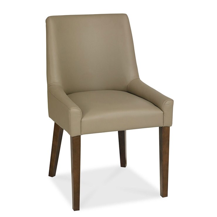 Bentley Designs Lyon Glass Top Walnut Dining Table with 6 Olive Grey