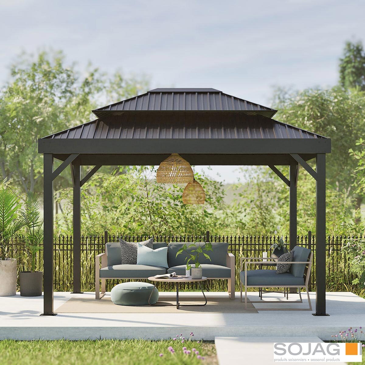 Sojag Alma Gazebo with Double Roof 10ft x 14ft (3 x 4.23m) with Mosquito Netting