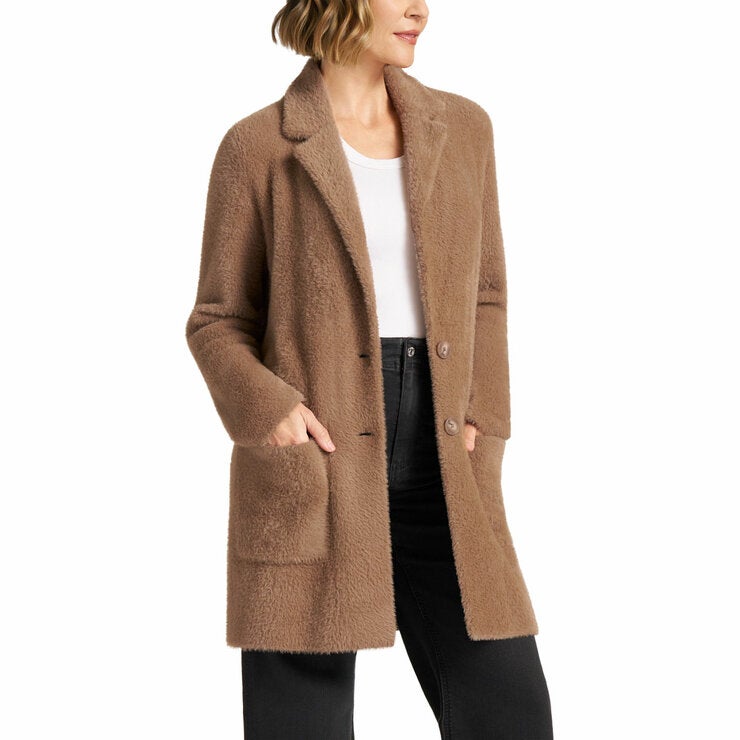 Matty M Women's Plush Coatigan in Light Brown Matty M Women's Plush Coatigan in Light Brown