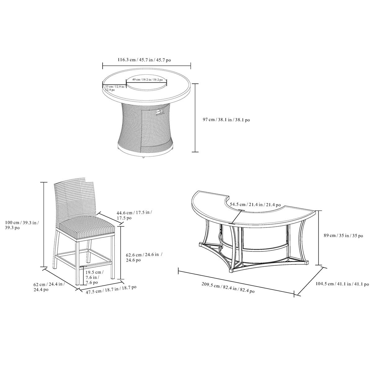 Brentwood 11 Piece High Fire Dining Set