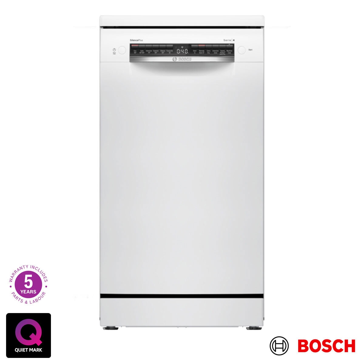 Bosch SPS4HMW49G Series 4 Slimline Freestanding 10 Place Setting Dishwasher, E Rated in White