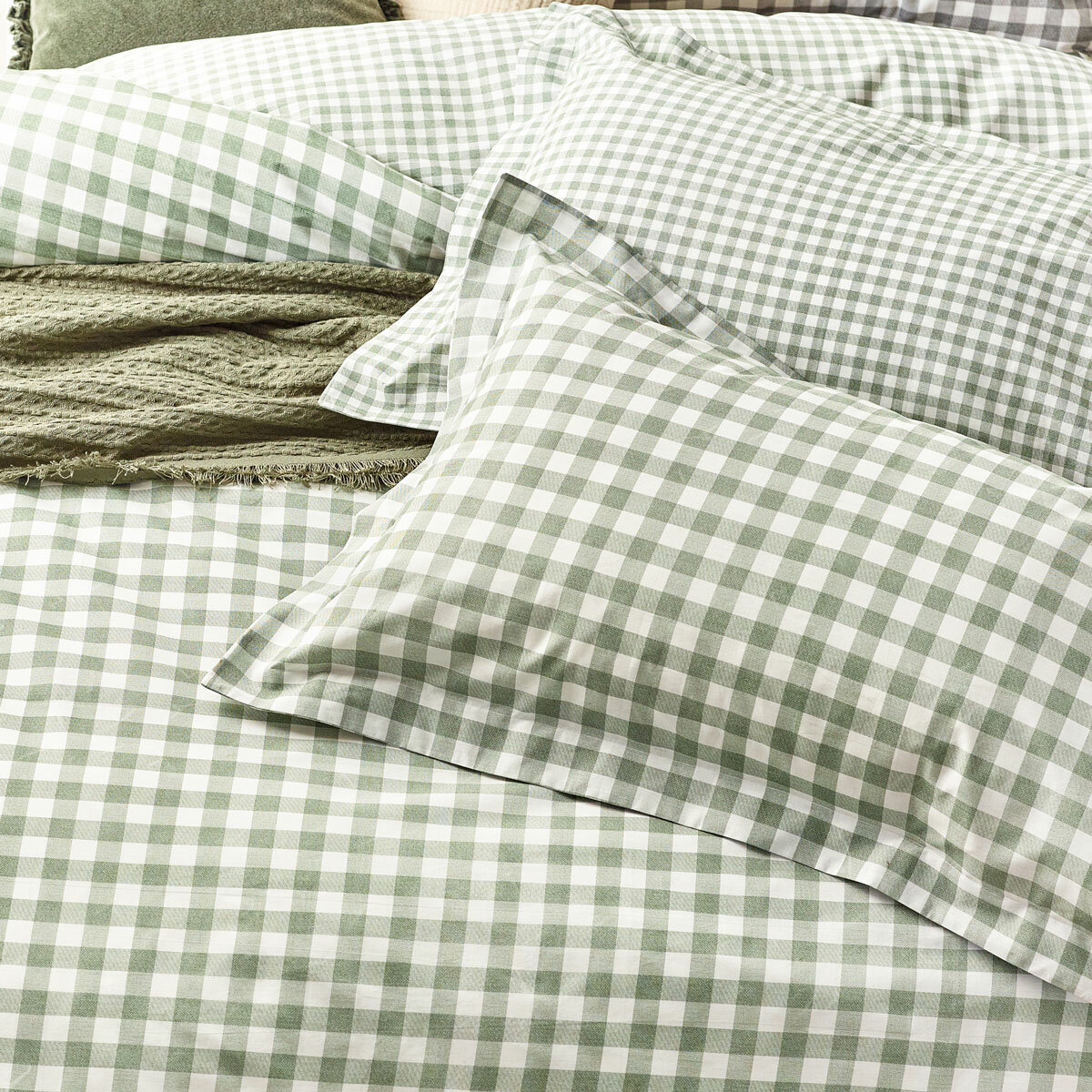 Yard Barton 100% Cotton Green Gingham Duvet Cover Set in 4 Sizes Yard Barton 100% Cotton Green Gingham Duvet Cover Set in 4 Sizes