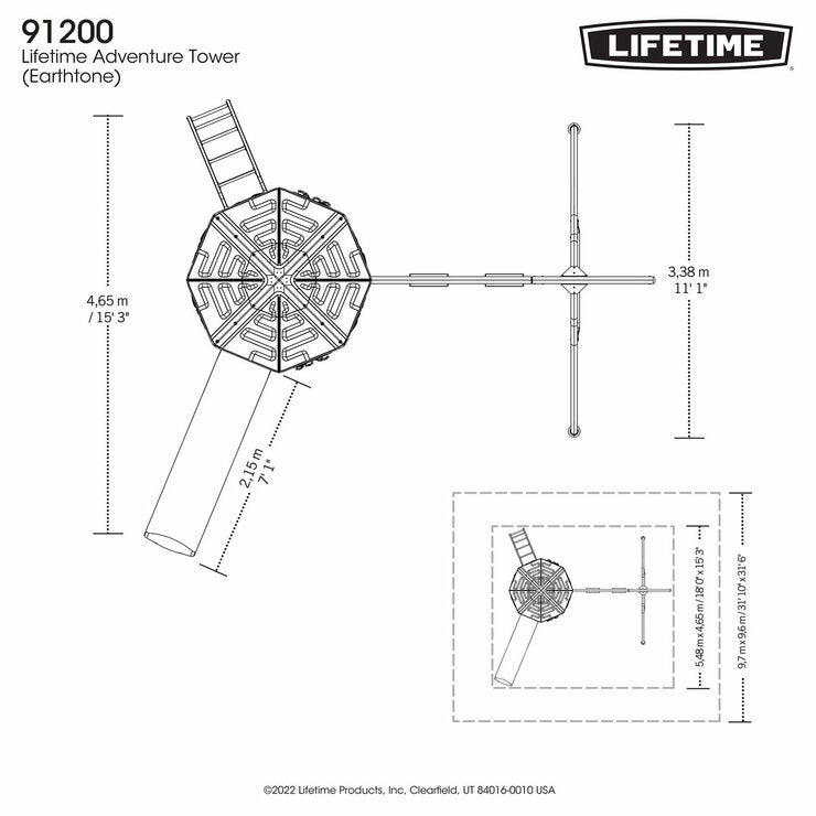 Diagram of the dimensions of the playset (from above) Diagram of the dimensions of the playset (from above)
