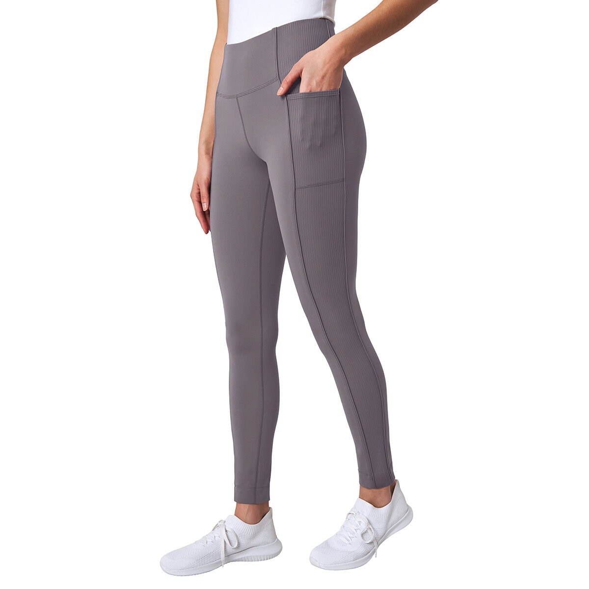 Mondetta Women's Ribbed Panel Tight in Grey