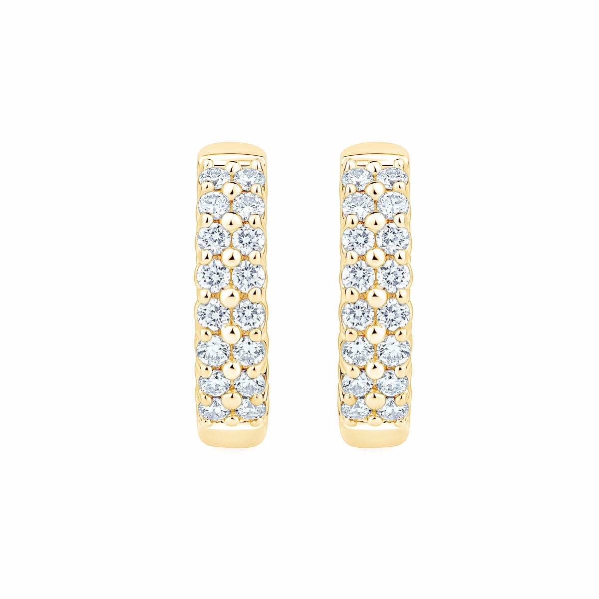 0.30ctw Round Brilliant Cut Diamond Double Row Hoop Earrings, 14ct Yellow Gold 0.30ctw Round Brilliant Cut Diamond Double Row Hoop Earrings, 14ct Yellow Gold