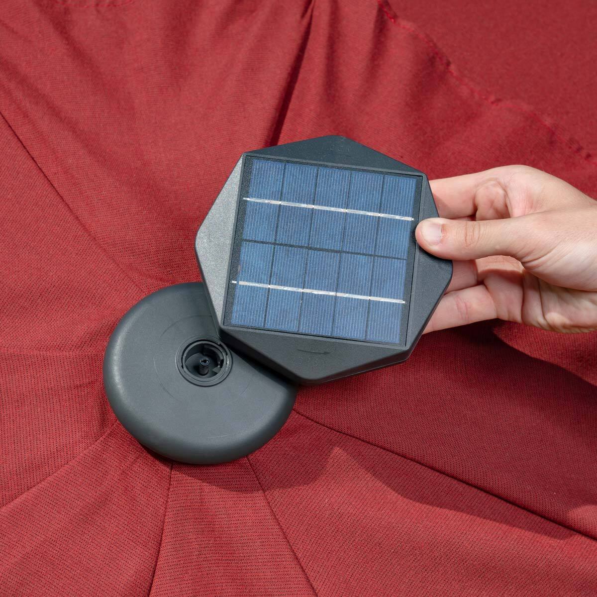 SunVilla 10ft Aluminium AutoTilt 56 LED Umbrella in Red Costco UK