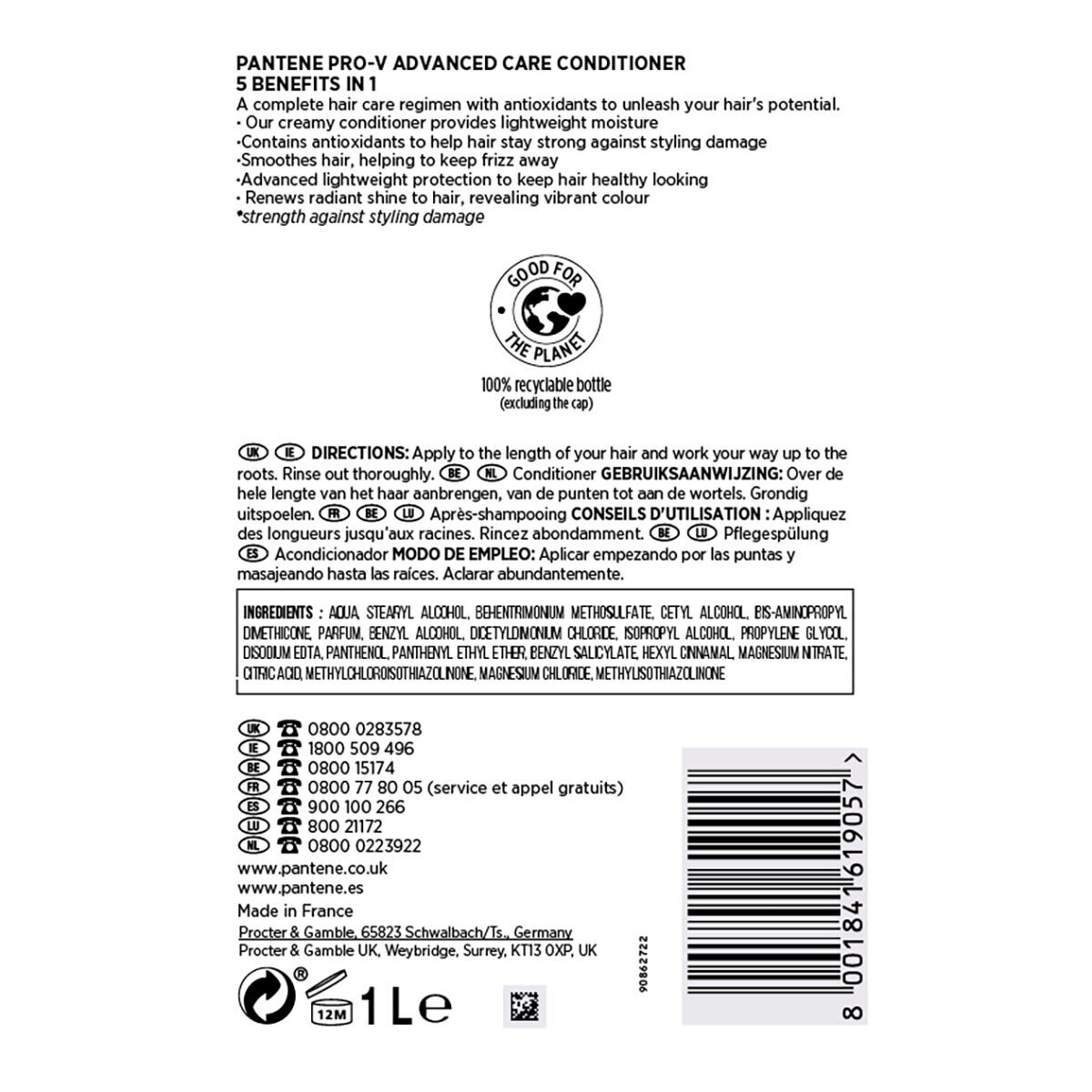 Pantene Pro-V Advanced Care Conditioner, 1L