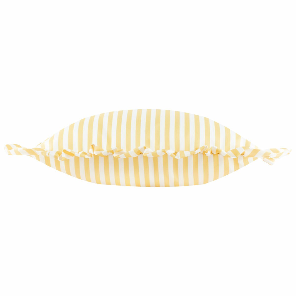 Wylder Millie Ruffle Yellow Striped Indoor Outdoor Cushion, 50 x 50 cm