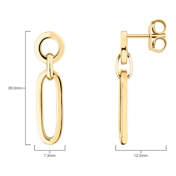14ct Yellow Gold Paperclip Earrings