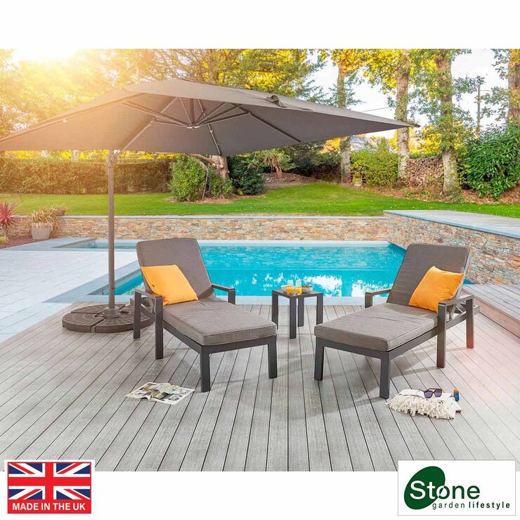 Stone Garden 3 Piece Lounger Set in Two Colours Stone Garden 3 Piece Lounger Set in Two Colours
