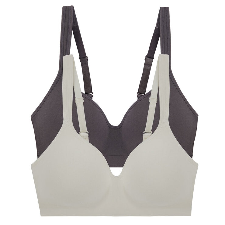 Carole Hochman Seamless Bra 2 Pack in White & Grey, Medium