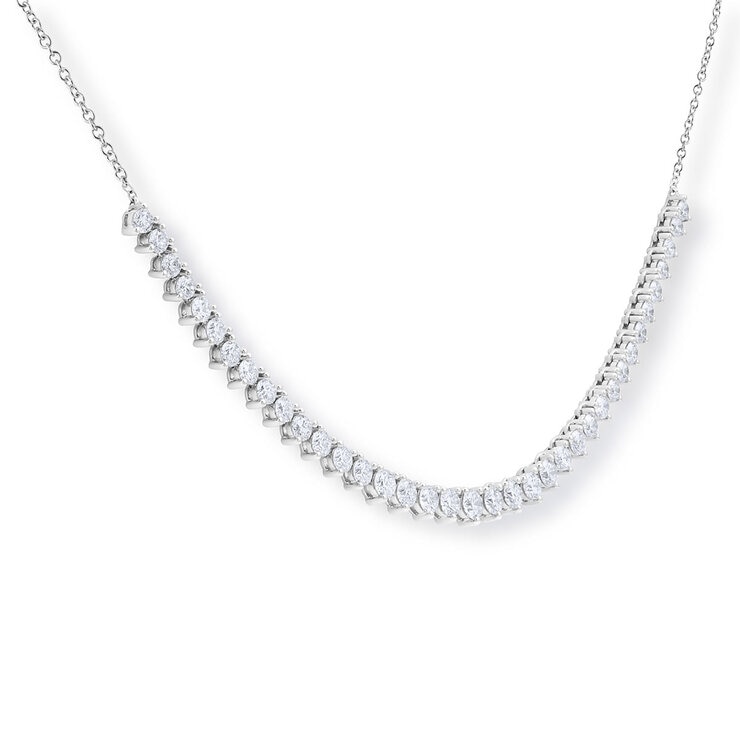 3.00ctw Round Brilliant Cut Diamond Necklace, 14ct White Gold