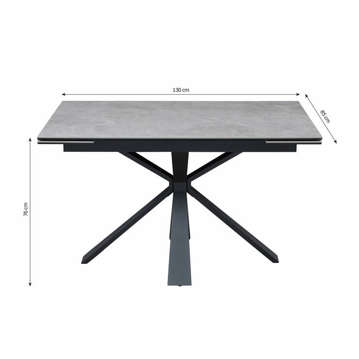 Jordan Ceramic Extending Dining Table + 6 Grey Chairs, Seats 6-8
