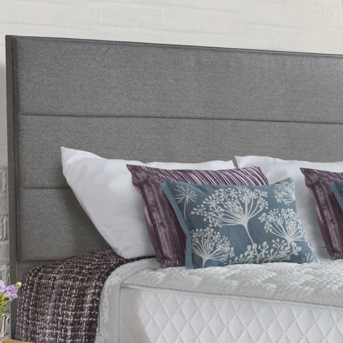 Sealy Pebble Grey Fabric Full Height Headboard, King Size Costco UK